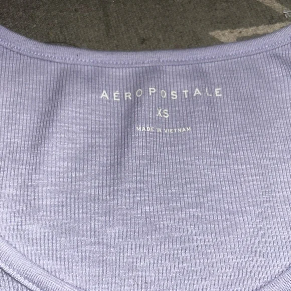 Women's Lilac Button-Up Ribbed Top Lettuce Trim Aeropostale - Picture 4 of 7